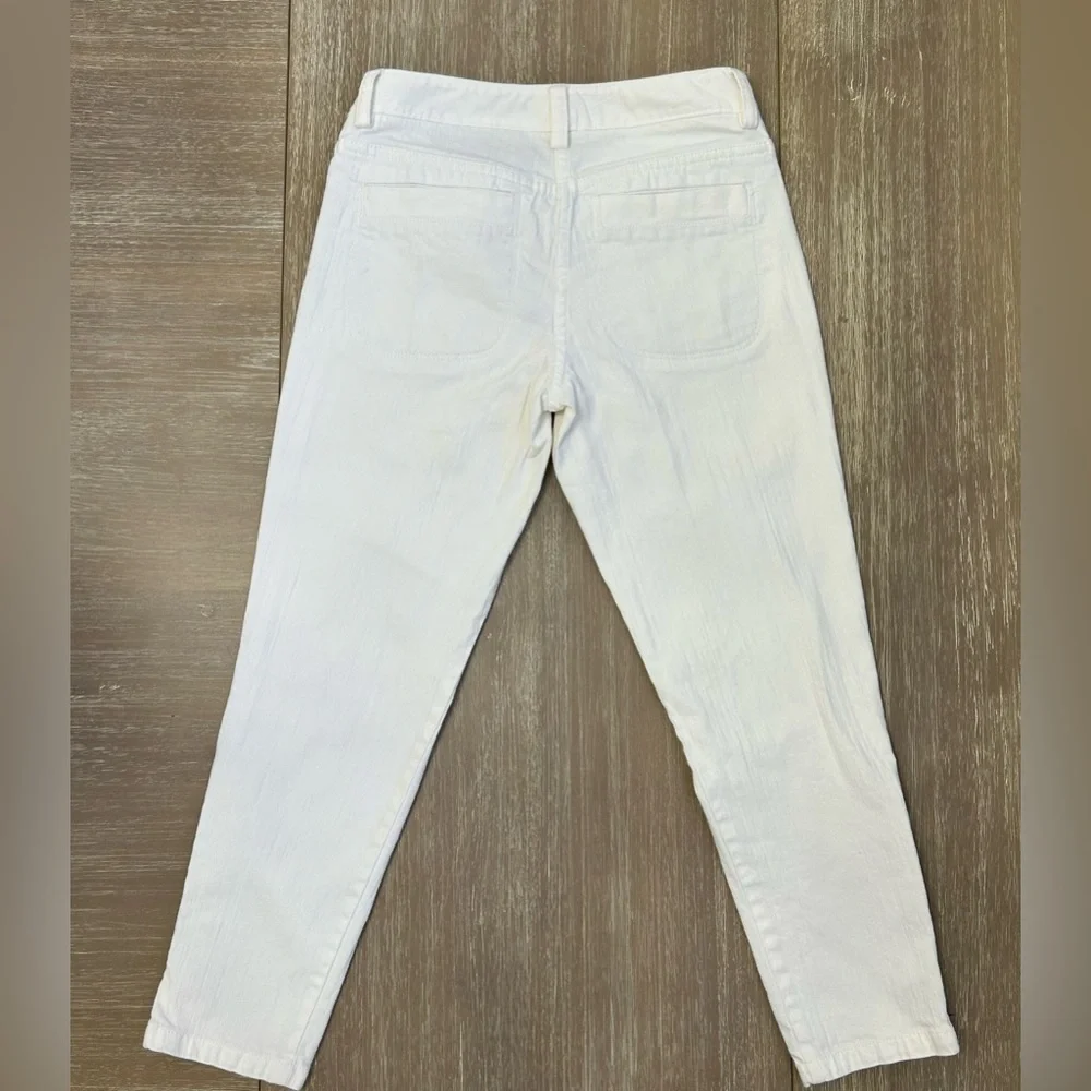 Theory Slim Ankle Pants White Stretch Zip Hem Size 0